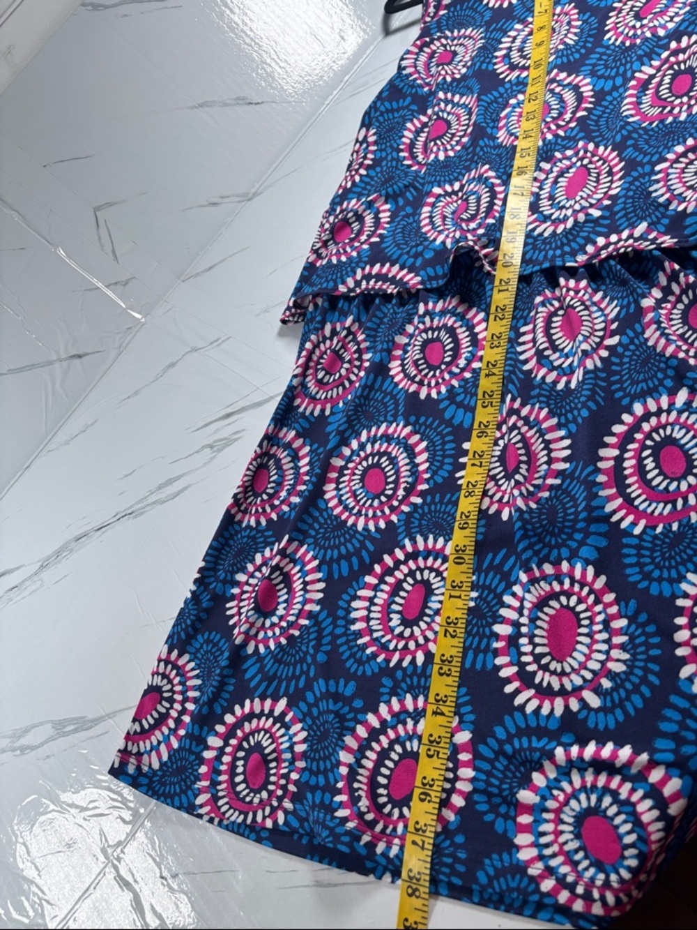 Hatley Blue Pink Geometric Print Sleeveless Dress Size XL Boho Tassel Summer - Picture 13 of 14